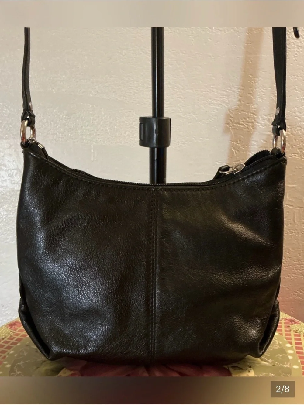 Coach Vintage Ashley EUC Black Leather Crossbody Bag, Purple Interior with COA - Picture 2 of 9